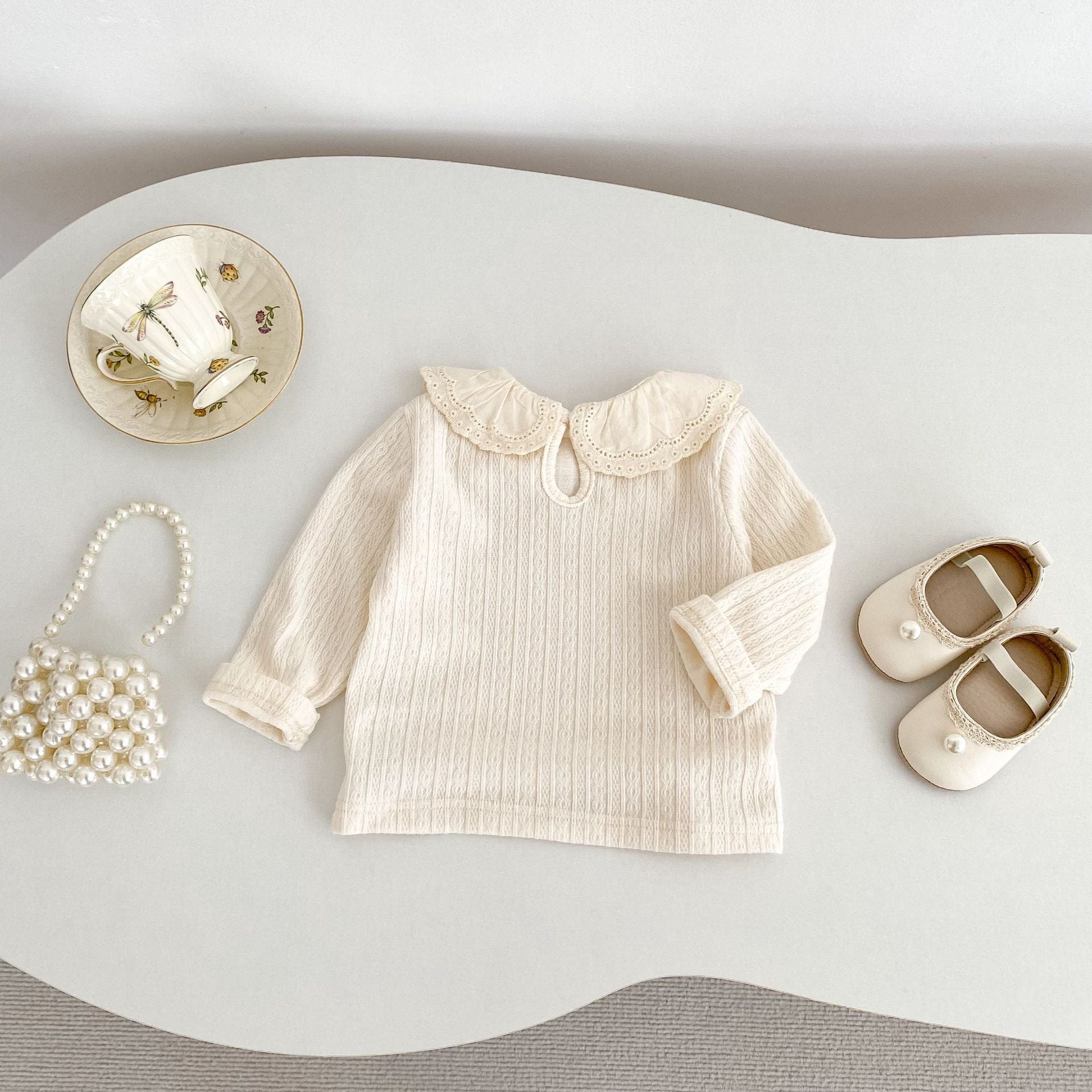 長袖Tシャツ ビッグフリルレース襟長袖Tシャツ【mh0010855】