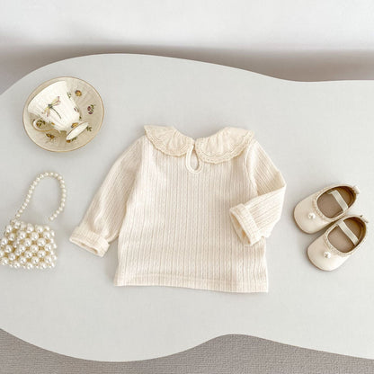 長袖Tシャツ ビッグフリルレース襟長袖Tシャツ【mh0010855】