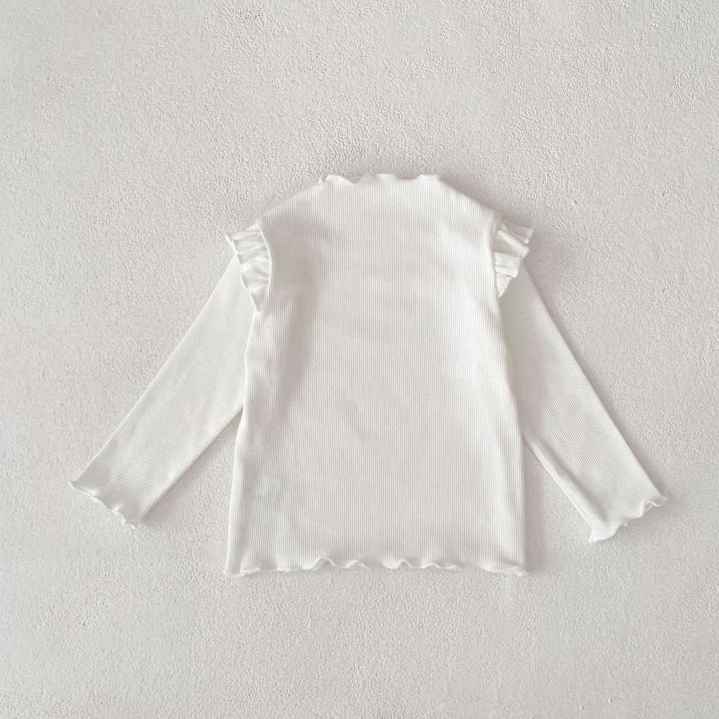 長袖Tシャツ White / 66cm ショルダーフリルスタンドカラー長袖Tシャツ【mh0010501】