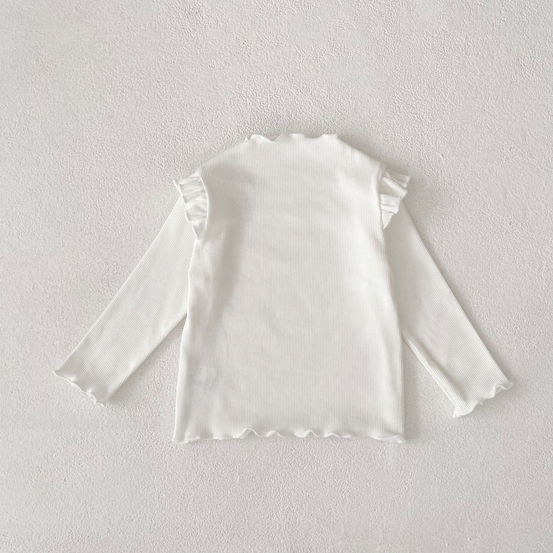 長袖Tシャツ White / 66cm ショルダーフリルスタンドカラー長袖Tシャツ【mh0010501】