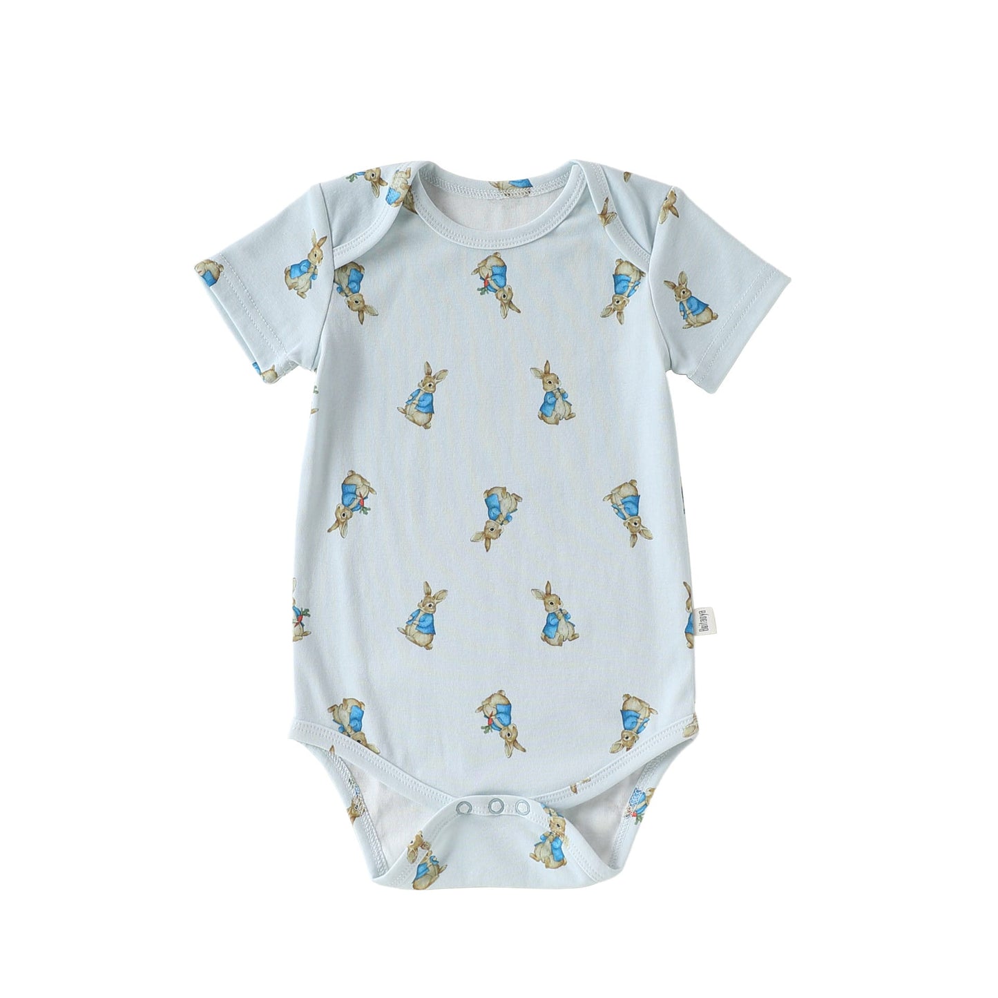 Envelope Neckline Cotton Jumpsuit アニマル ツリー 半袖ロンパース【mh0012771】 Blue rabbit / 66cm Beitaoya 半袖ロンパース
