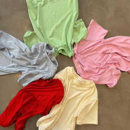 Essential Solid Crew Neck Tee クルーネック ベーシック Tシャツ【mh0012321】 Blue / 90cm Jianzidan