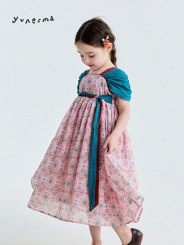 Ethnic Floral Print Dress オリエンタル調 プリントワンピース【mh0013172】 yunerma 半袖ワンピース