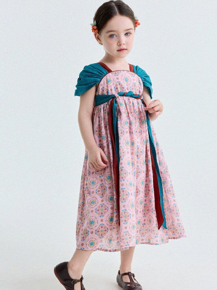 Ethnic Floral Print Dress オリエンタル調 プリントワンピース【mh0013172】 yunerma 半袖ワンピース