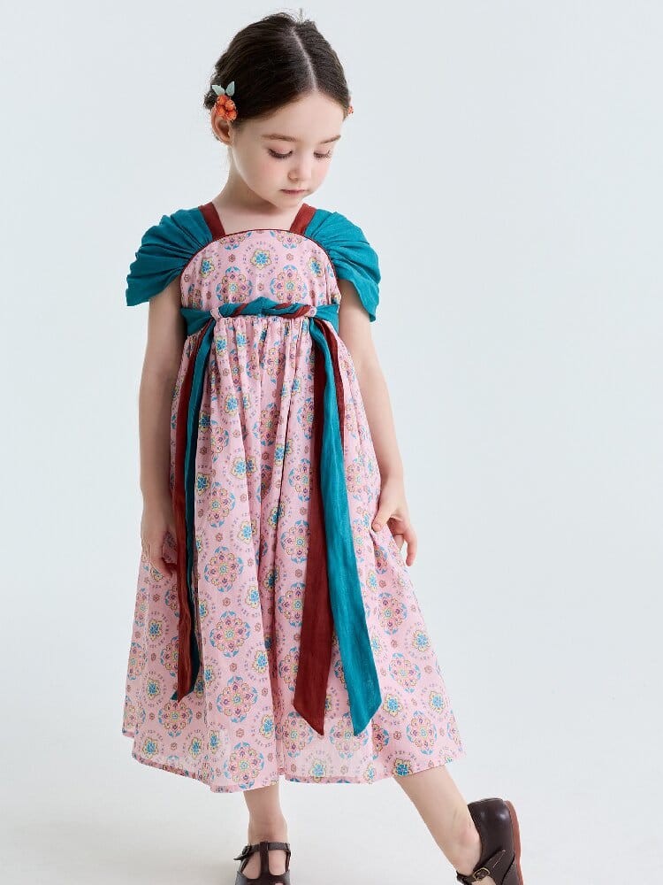 Ethnic Floral Print Dress オリエンタル調 プリントワンピース【mh0013172】 yunerma 半袖ワンピース
