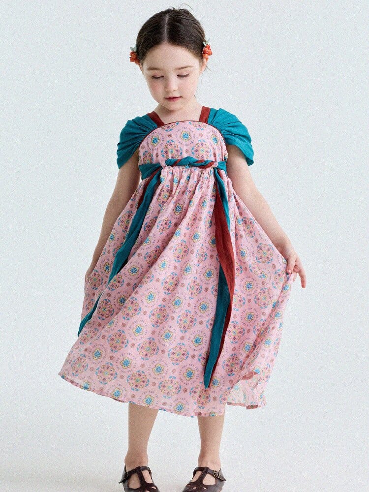 Ethnic Floral Print Dress オリエンタル調 プリントワンピース【mh0013172】 yunerma 半袖ワンピース