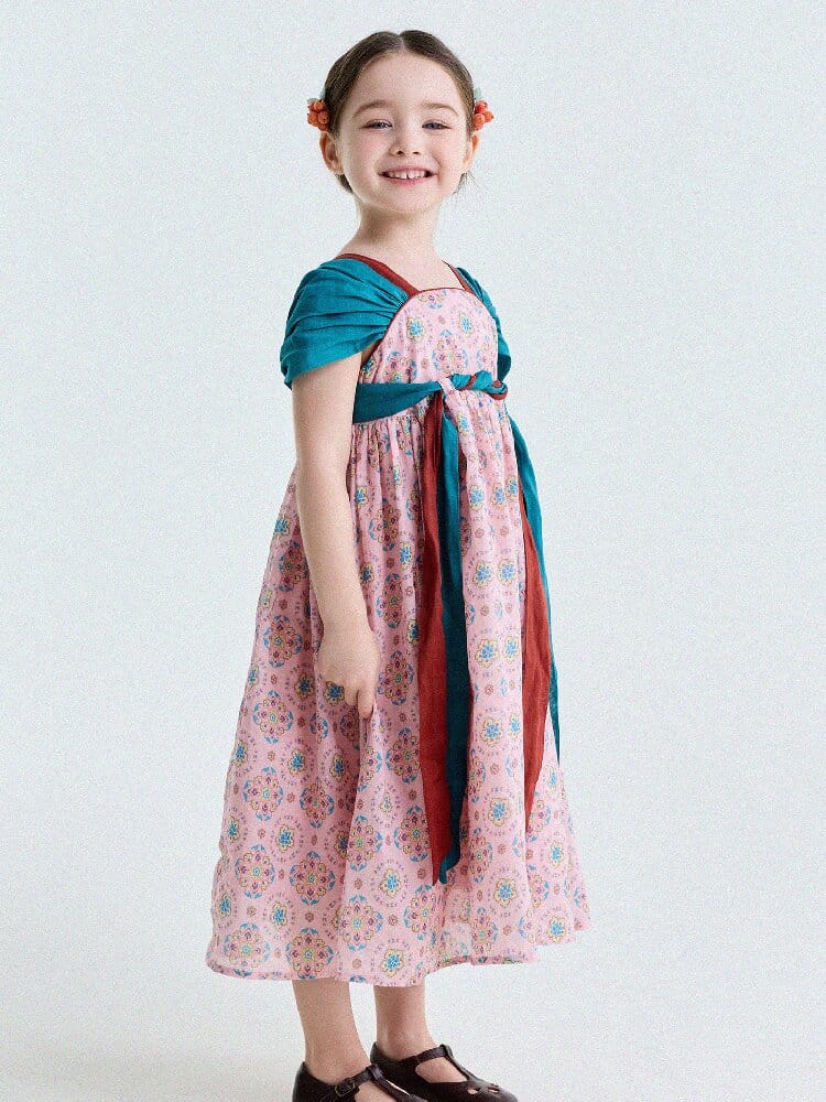 Ethnic Floral Print Dress オリエンタル調 プリントワンピース【mh0013172】 yunerma 半袖ワンピース