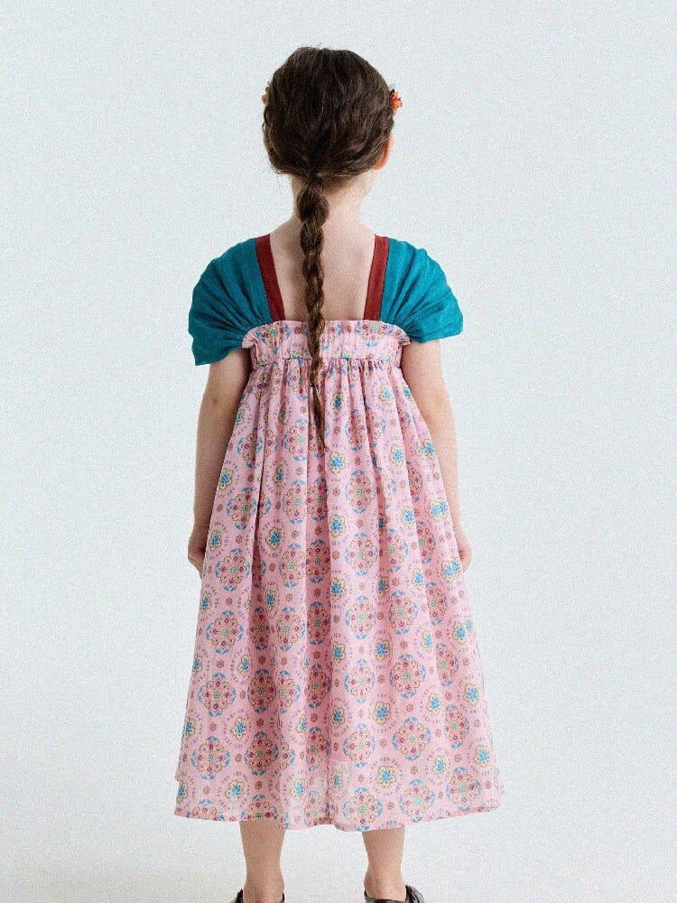 Ethnic Floral Print Dress オリエンタル調 プリントワンピース【mh0013172】 yunerma 半袖ワンピース