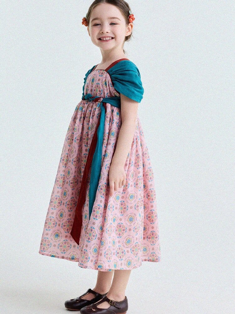 Ethnic Floral Print Dress オリエンタル調 プリントワンピース【mh0013172】 yunerma 半袖ワンピース