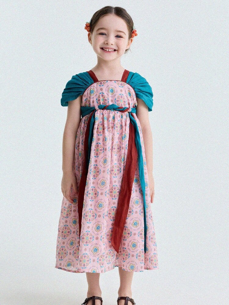 Ethnic Floral Print Dress オリエンタル調 プリントワンピース【mh0013172】 yunerma 半袖ワンピース