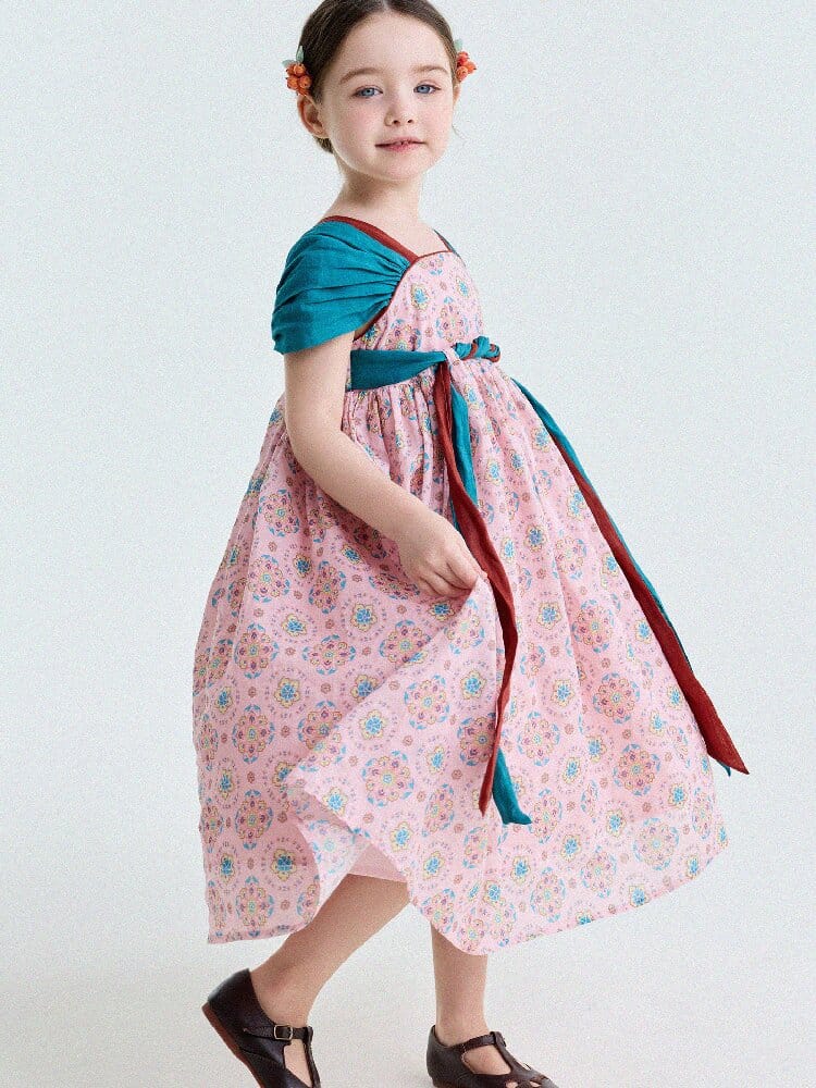 Ethnic Floral Print Dress オリエンタル調 プリントワンピース【mh0013172】 yunerma 半袖ワンピース
