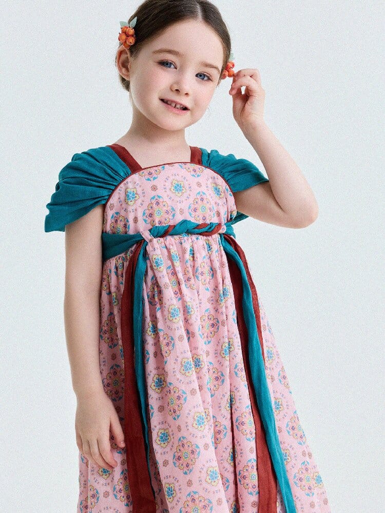 Ethnic Floral Print Dress オリエンタル調 プリントワンピース【mh0013172】 yunerma 半袖ワンピース