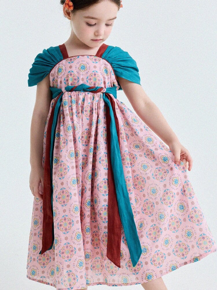 Ethnic Floral Print Dress オリエンタル調 プリントワンピース【mh0013172】 yunerma 半袖ワンピース