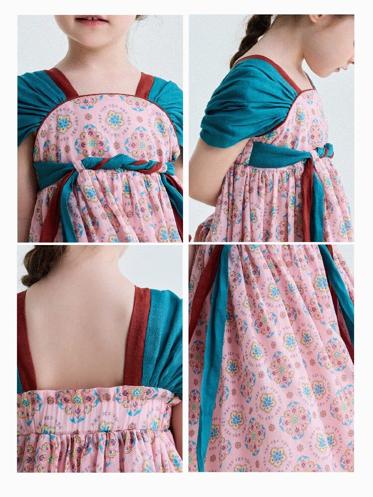 Ethnic Floral Print Dress オリエンタル調 プリントワンピース【mh0013172】 yunerma 半袖ワンピース