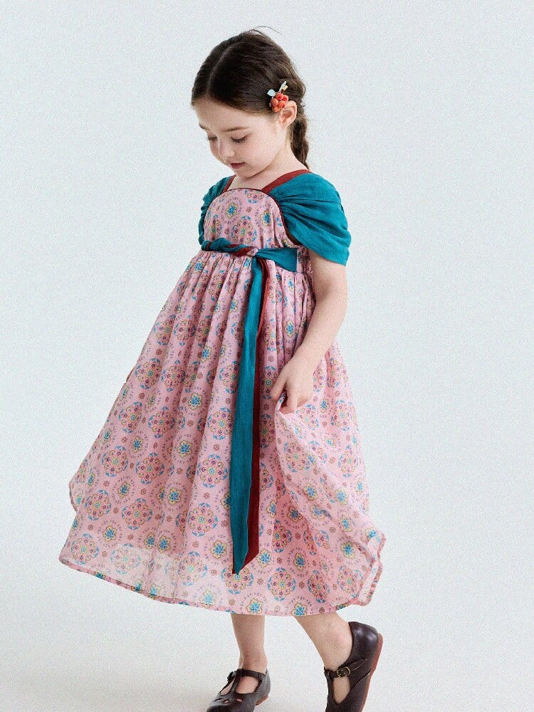 Ethnic Floral Print Dress オリエンタル調 プリントワンピース【mh0013172】 yunerma 半袖ワンピース