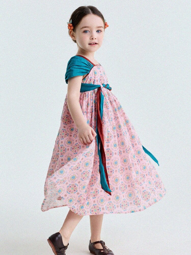 Ethnic Floral Print Dress オリエンタル調 プリントワンピース【mh0013172】 yunerma 半袖ワンピース