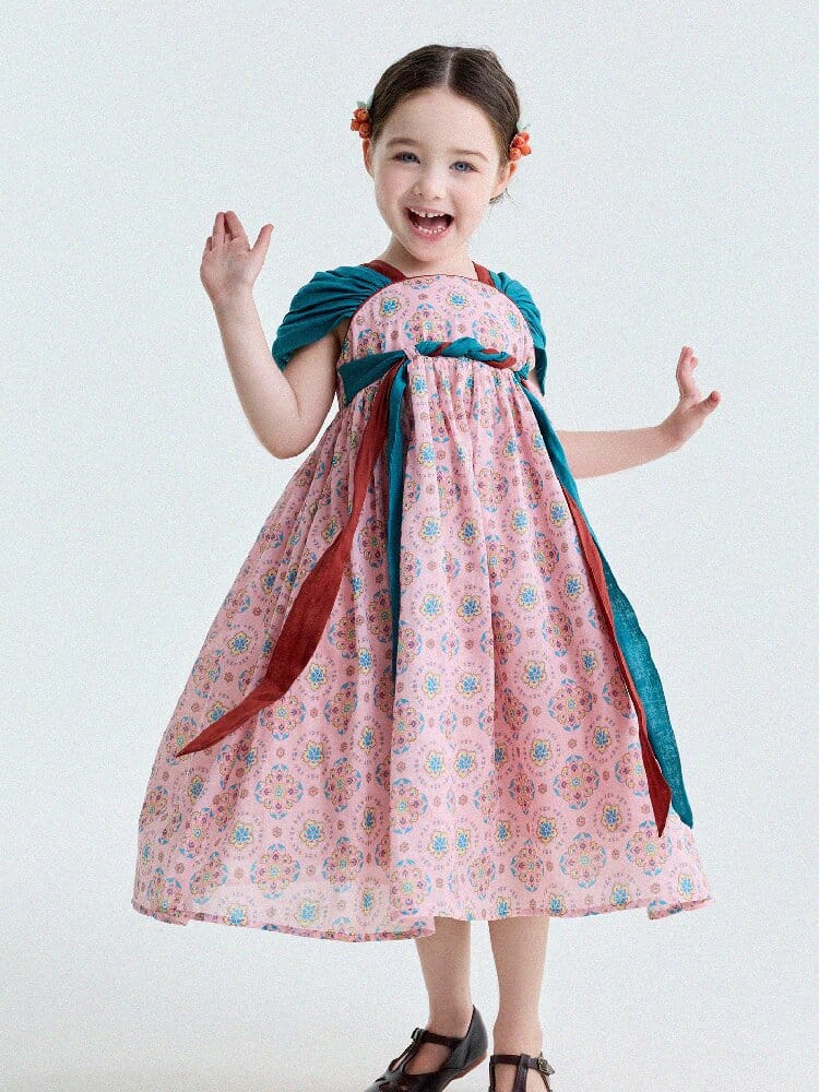 Ethnic Floral Print Dress オリエンタル調 プリントワンピース【mh0013172】 yunerma 半袖ワンピース