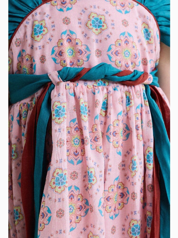 Ethnic Floral Print Dress オリエンタル調 プリントワンピース【mh0013172】 yunerma 半袖ワンピース