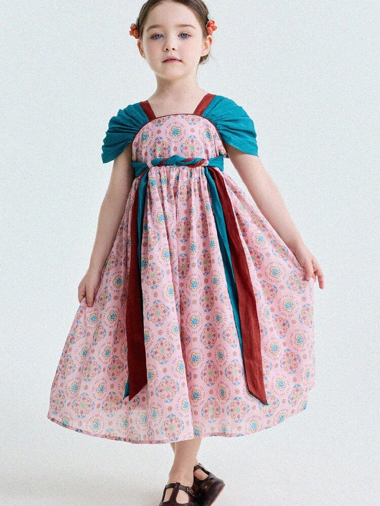Ethnic Floral Print Dress オリエンタル調 プリントワンピース【mh0013172】 yunerma 半袖ワンピース