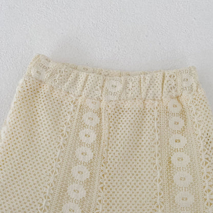 Eyelet Lace Flutter Sleeve Set アイレットレース フリル袖 セットアップ【mh0012484】 Engepapa ノースリーブセットアップ