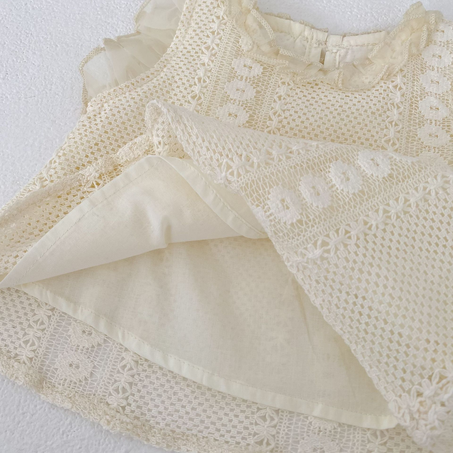 Eyelet Lace Flutter Sleeve Set アイレットレース フリル袖 セットアップ【mh0012484】 Engepapa ノースリーブセットアップ