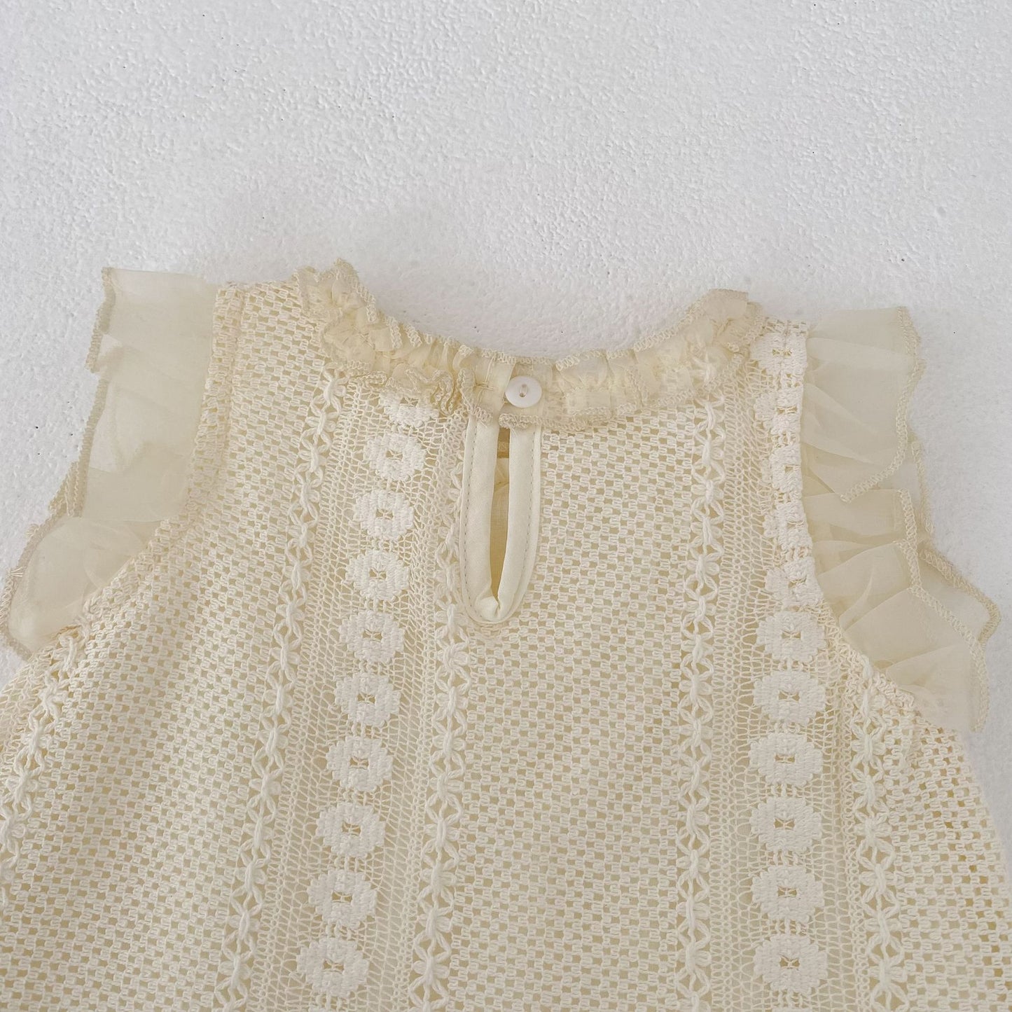 Eyelet Lace Flutter Sleeve Set アイレットレース フリル袖 セットアップ【mh0012484】 Engepapa ノースリーブセットアップ