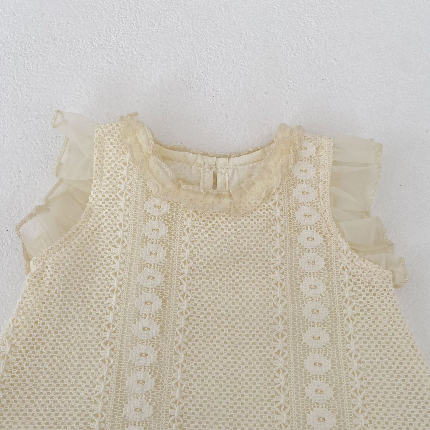 Eyelet Lace Flutter Sleeve Set アイレットレース フリル袖 セットアップ【mh0012484】 Engepapa ノースリーブセットアップ