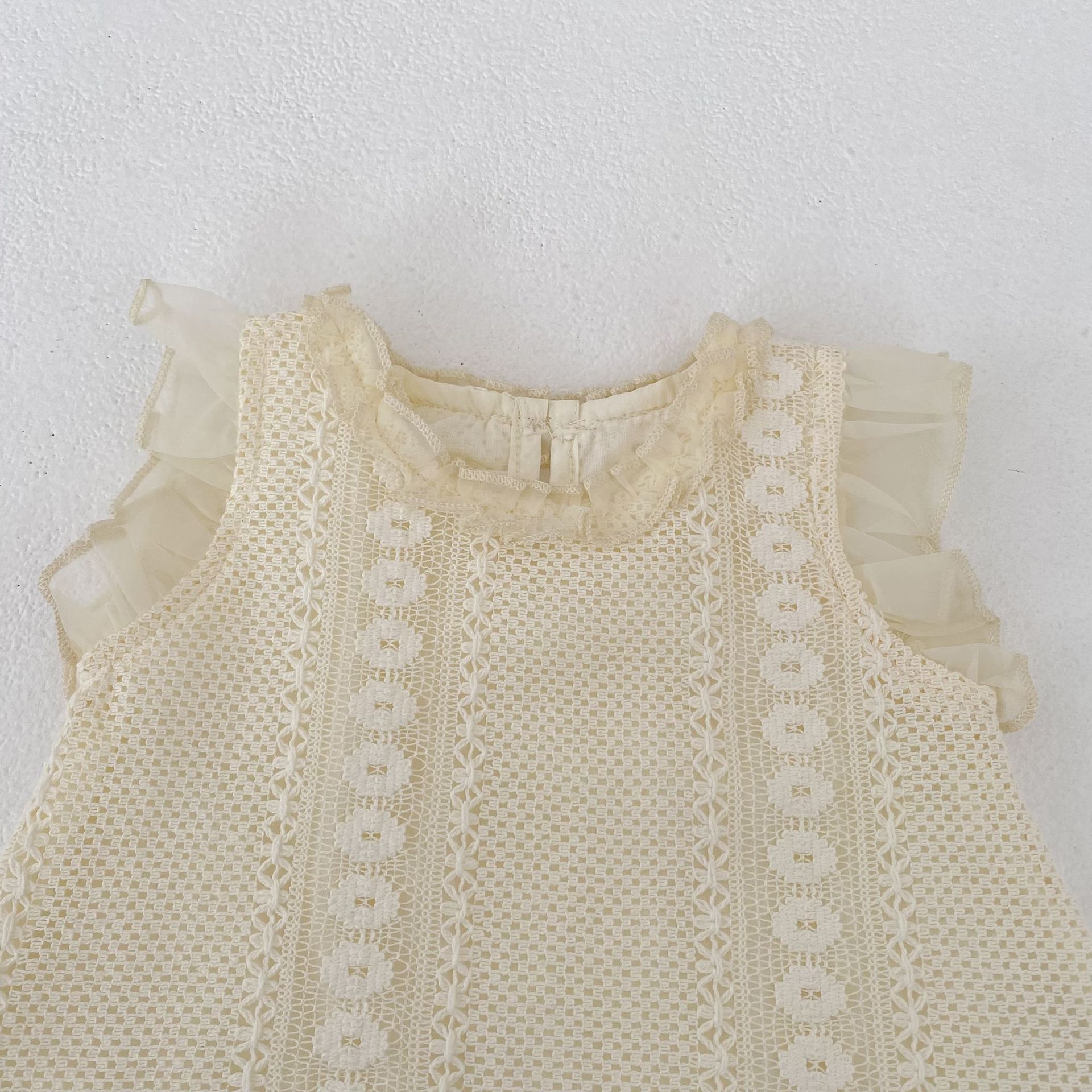 Eyelet Lace Flutter Sleeve Set アイレットレース フリル袖 セットアップ【mh0012484】 Engepapa ノースリーブセットアップ