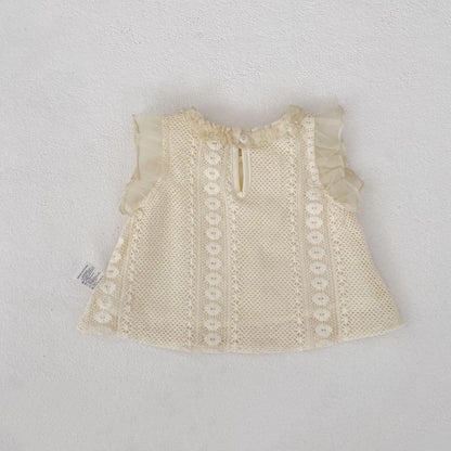 Eyelet Lace Flutter Sleeve Set アイレットレース フリル袖 セットアップ【mh0012484】 Engepapa ノースリーブセットアップ