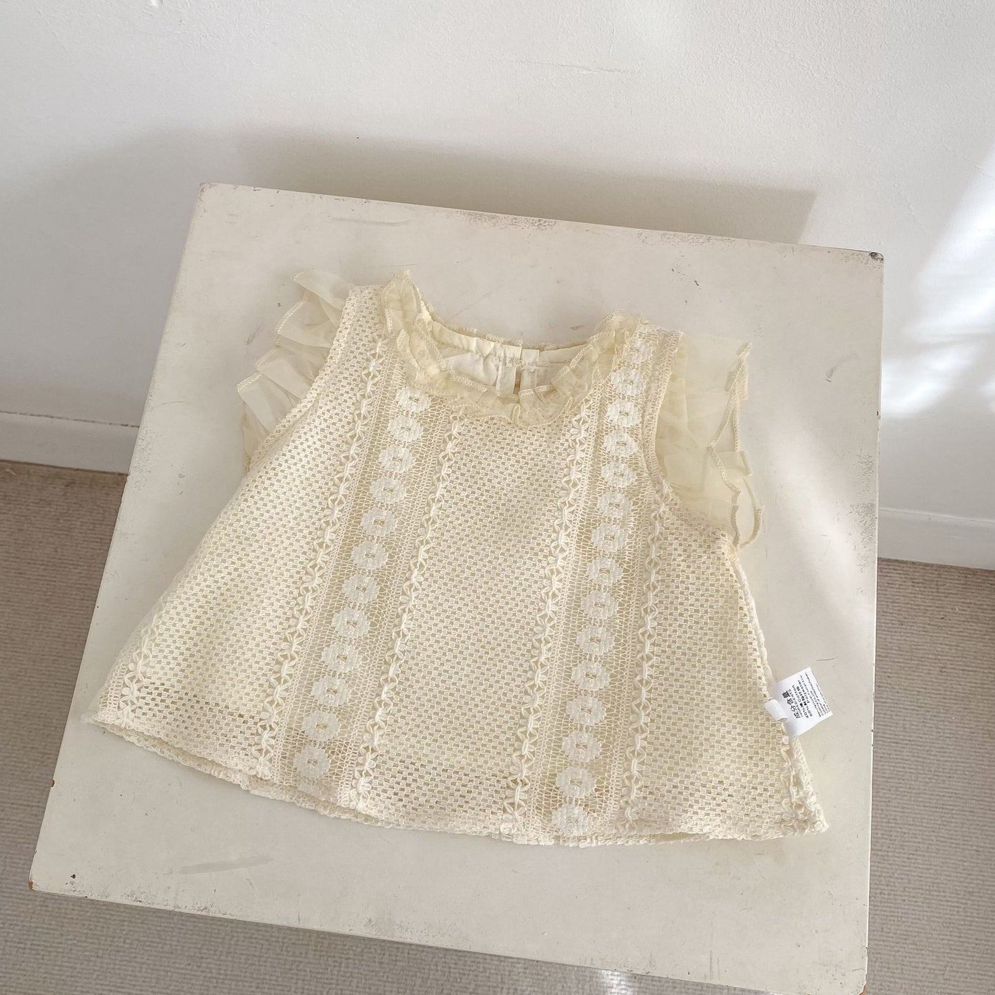 Eyelet Lace Flutter Sleeve Set アイレットレース フリル袖 セットアップ【mh0012484】 Engepapa ノースリーブセットアップ