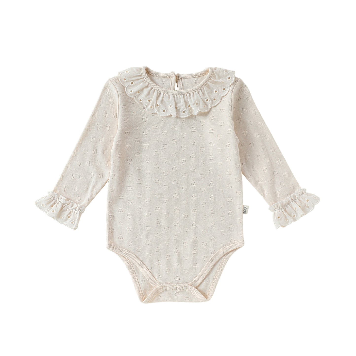 Eyelet Lace Romper レース襟 長袖ロンパース【mh0012352】 66cm / apricot mamahalo shop
