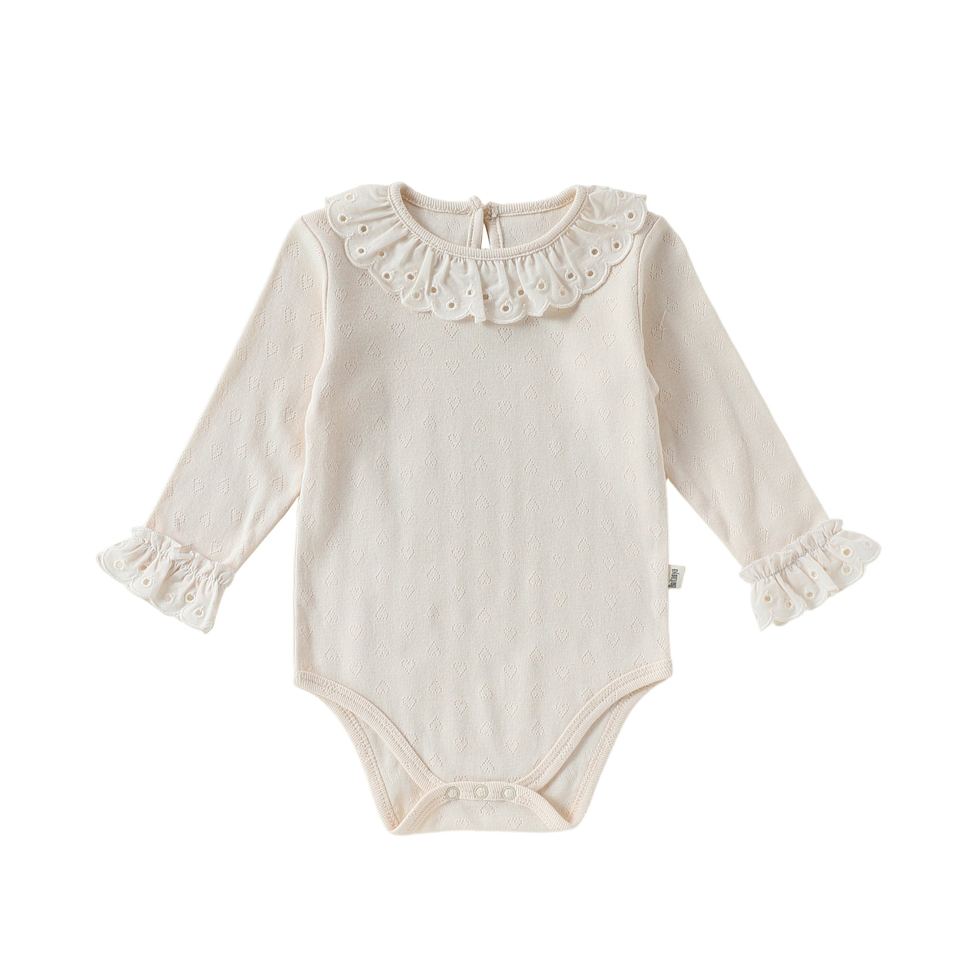 Eyelet Lace Romper レース襟 長袖ロンパース【mh0012352】 66cm / apricot mamahalo shop