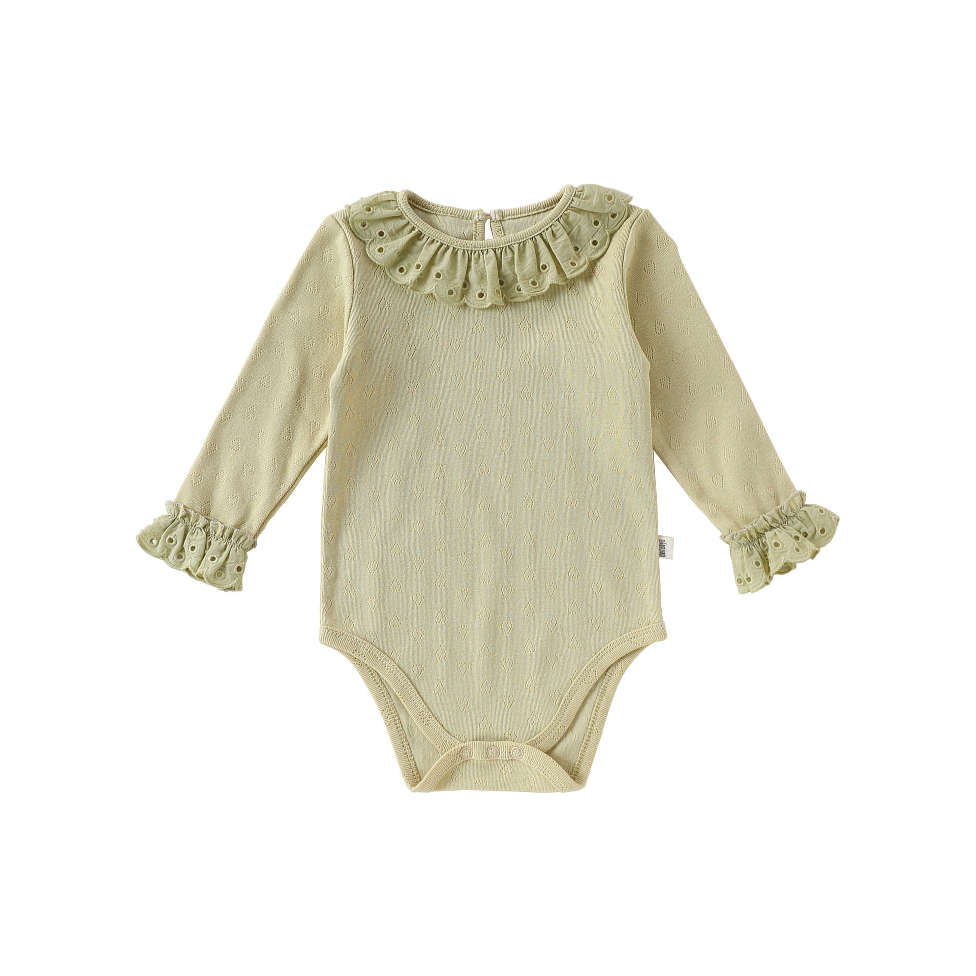 Eyelet Lace Romper レース襟 長袖ロンパース【mh0012352】 66cm / green mamahalo shop