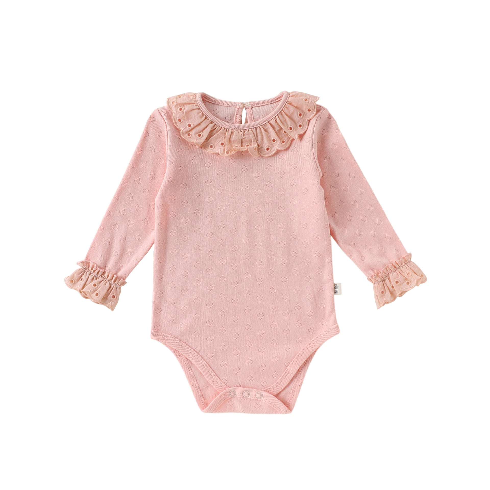 Eyelet Lace Romper レース襟 長袖ロンパース【mh0012352】 66cm / pink mamahalo shop