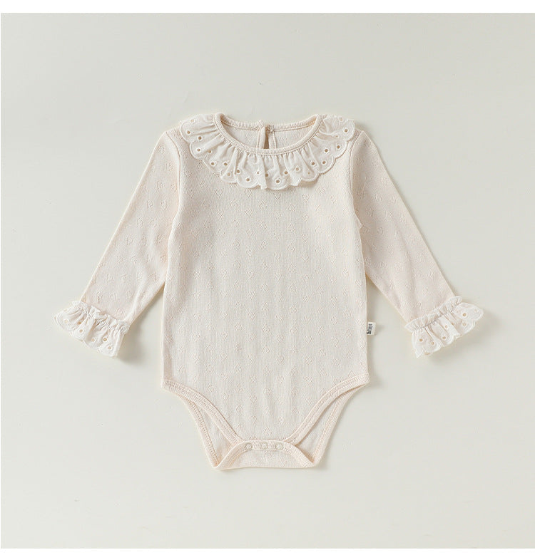 Eyelet Lace Romper レース襟 長袖ロンパース【mh0012352】 Beitaoya