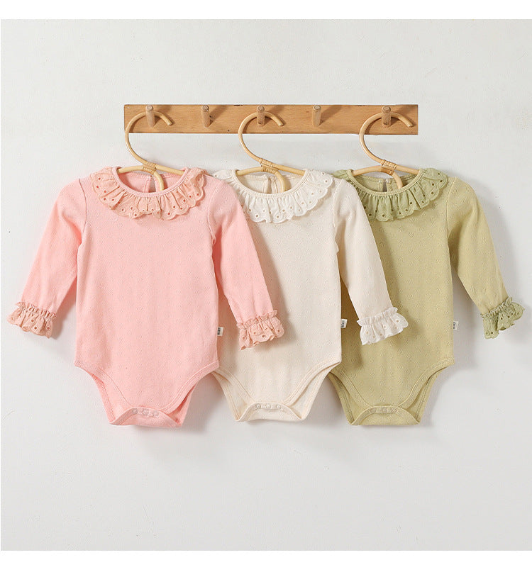 Eyelet Lace Romper レース襟 長袖ロンパース【mh0012352】 Beitaoya
