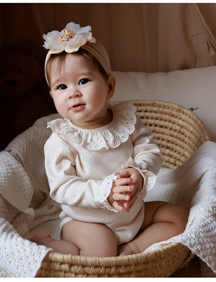 Eyelet Lace Romper レース襟 長袖ロンパース【mh0012352】 Beitaoya