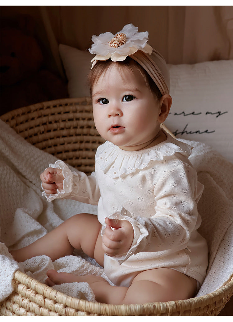 Eyelet Lace Romper レース襟 長袖ロンパース【mh0012352】 Beitaoya