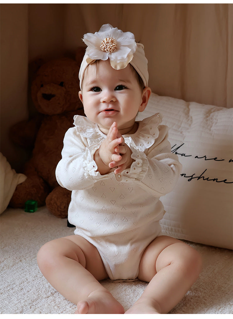 Eyelet Lace Romper レース襟 長袖ロンパース【mh0012352】 Beitaoya