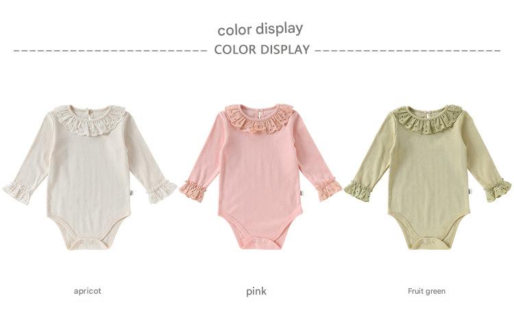 Eyelet Lace Romper レース襟 長袖ロンパース【mh0012352】 Beitaoya