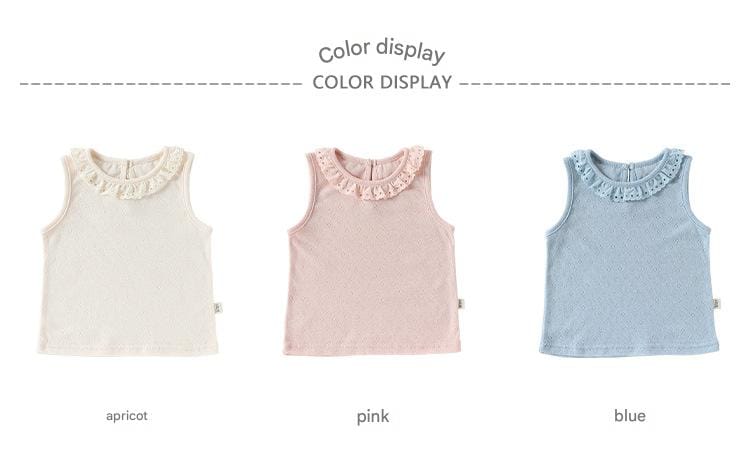 Eyelet Lace Sleeveless Tee ラッフルレース ノースリーブTシャツ【mh0013043】 Beitaoya タンクトップ・キャミソール・ノースリーブトップス
