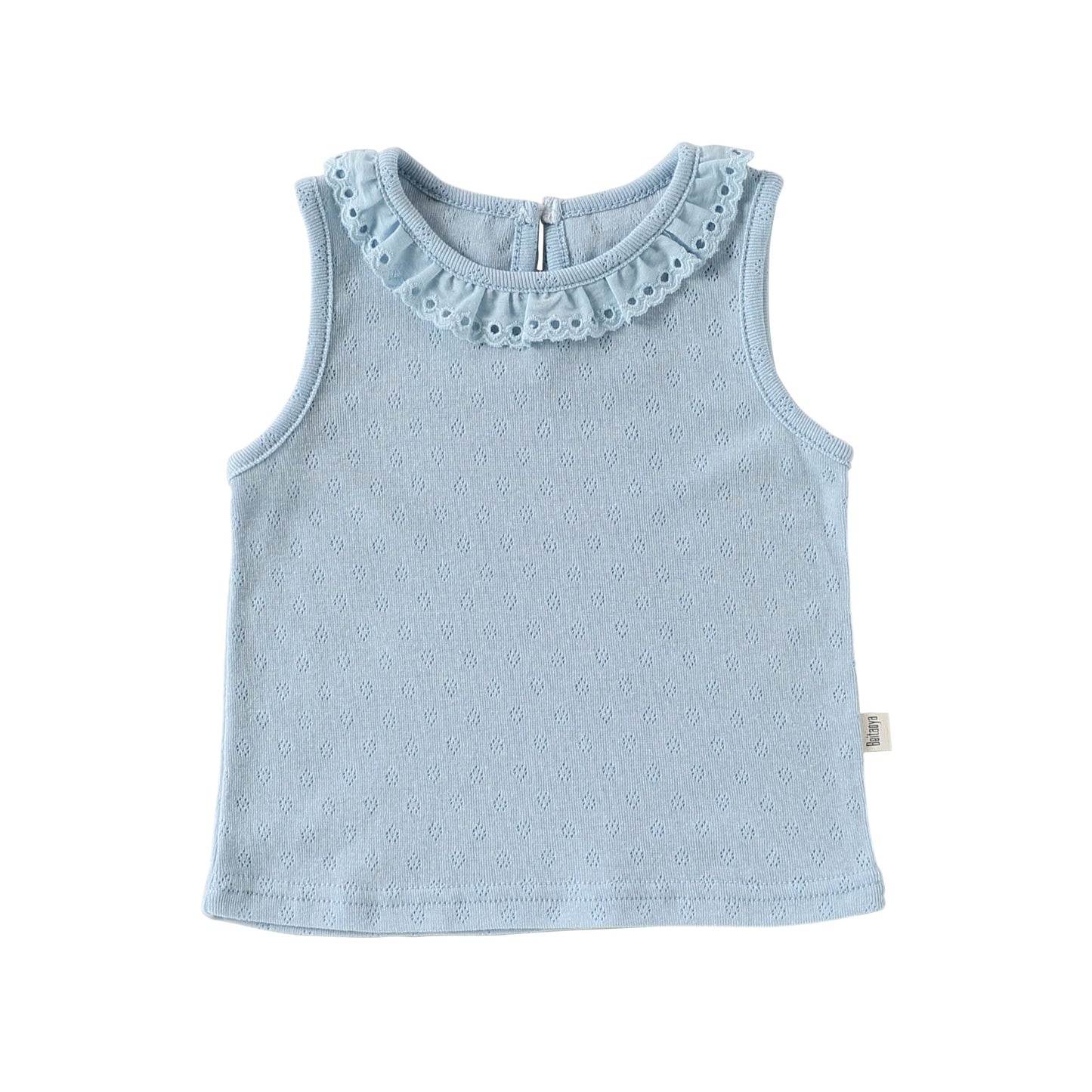 Eyelet Lace Sleeveless Tee ラッフルレース ノースリーブTシャツ【mh0013043】 Blue / 73cm Beitaoya タンクトップ・キャミソール・ノースリーブトップス