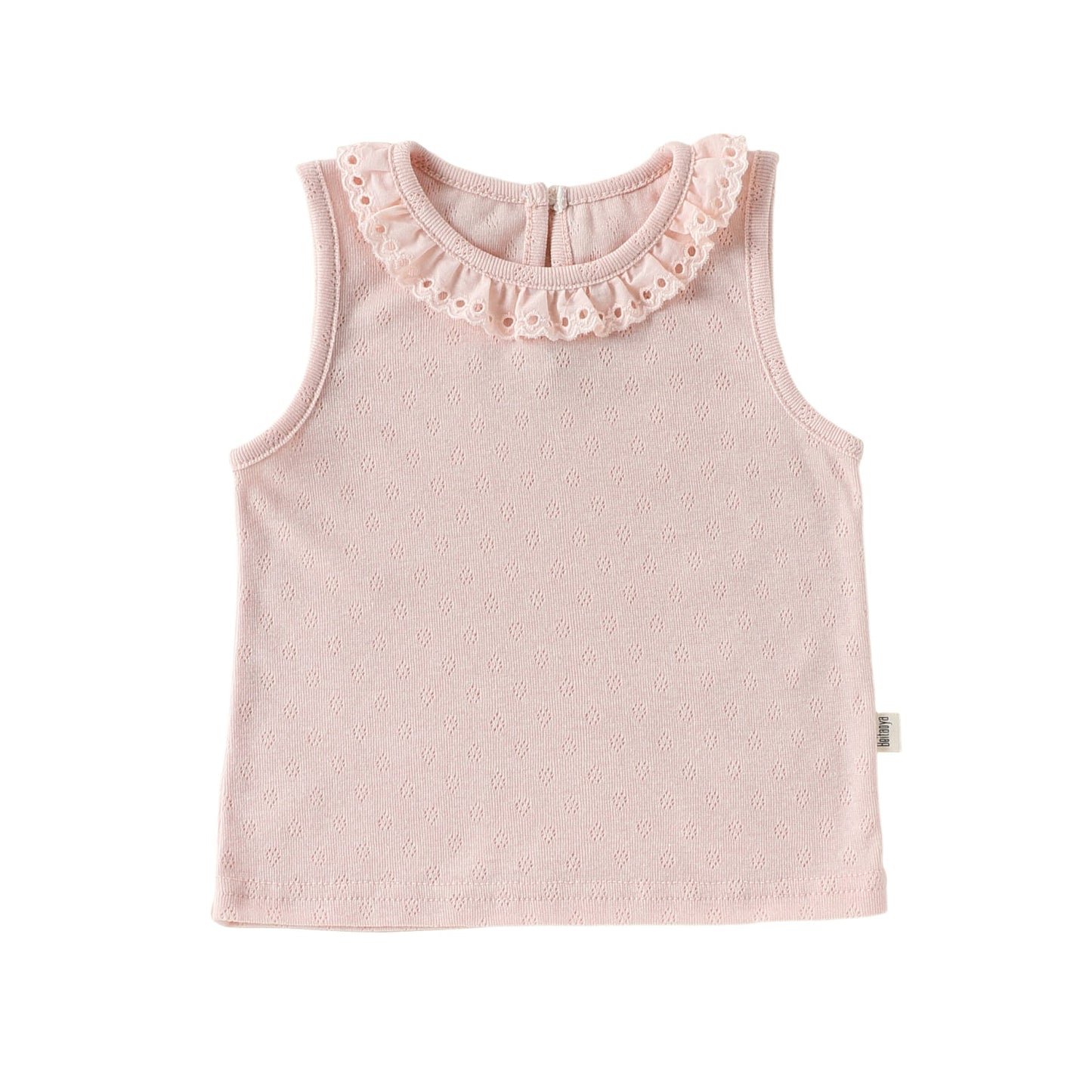 Eyelet Lace Sleeveless Tee ラッフルレース ノースリーブTシャツ【mh0013043】 Pink / 73cm Beitaoya タンクトップ・キャミソール・ノースリーブトップス