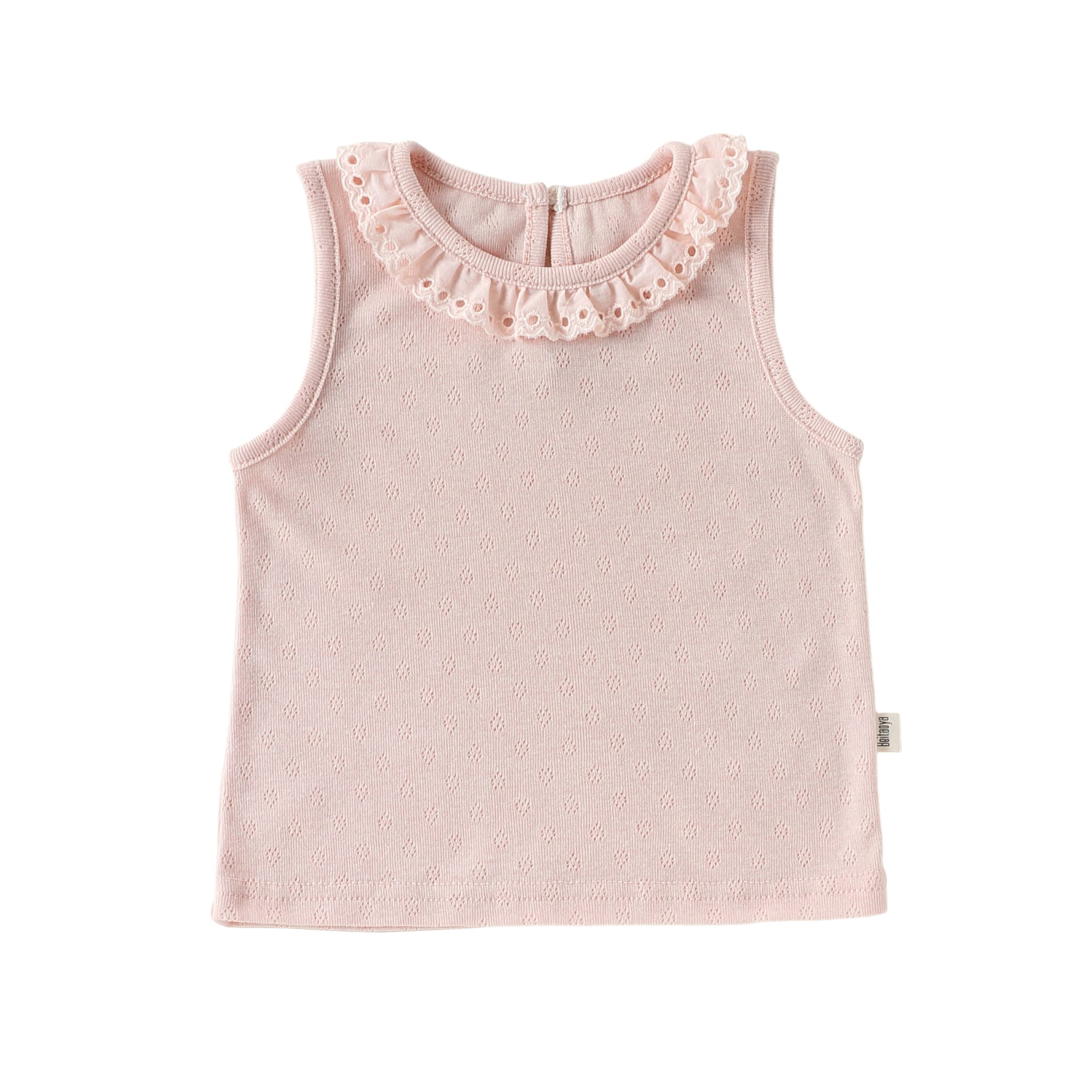 Eyelet Lace Sleeveless Tee ラッフルレース ノースリーブTシャツ【mh0013043】 Pink / 73cm Beitaoya タンクトップ・キャミソール・ノースリーブトップス