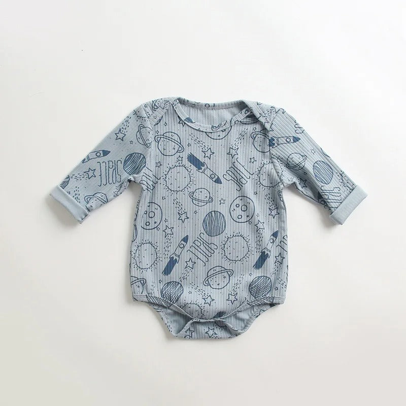 -ベビー ポテト くるま プリント 長袖 ロンパース【mh0000468】 - mamahalo shop - 長袖ロンパース -  べビー服 - 子供服 - 男の子 - 女の子