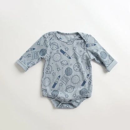 -ベビー ポテト くるま プリント 長袖 ロンパース【mh0000468】 - mamahalo shop - 長袖ロンパース -  べビー服 - 子供服 - 男の子 - 女の子