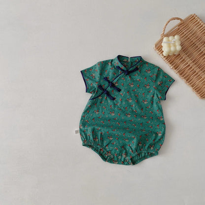 -ベビー チャイナドレス 半袖ロンパース - mamahalo shop - 半袖ロンパース -  べビー服 - 子供服 - 男の子 - 女の子