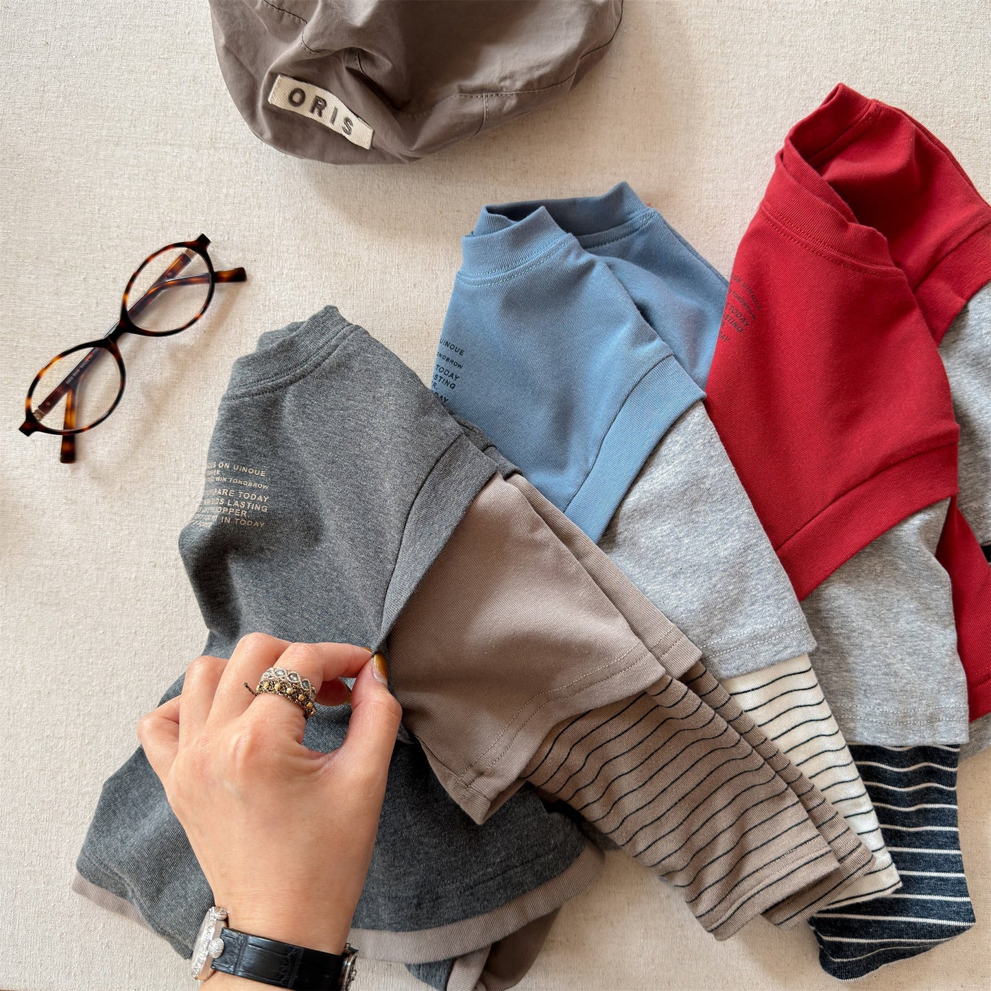 Fake Two Piece Sweatshirt ドッキング 長袖 Tシャツ【mh0012459】 ADbaby 長袖Tシャツ