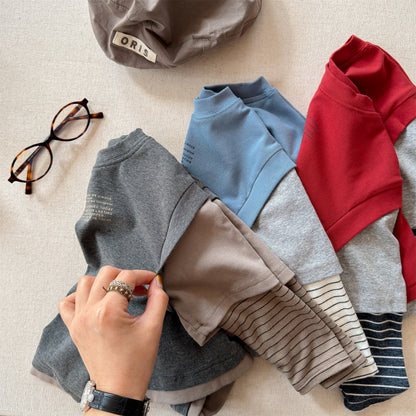 Fake Two Piece Sweatshirt ドッキング 長袖 Tシャツ【mh0012459】 ADbaby 長袖Tシャツ