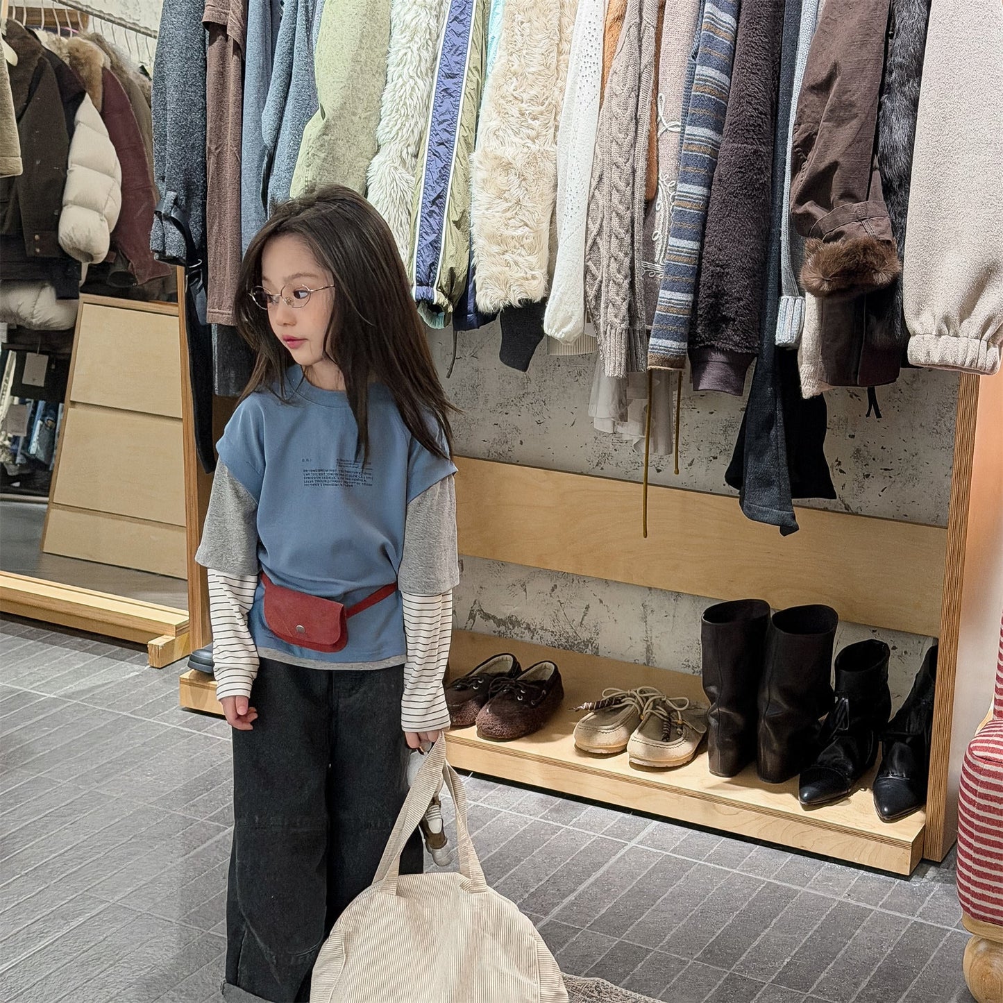 Fake Two Piece Sweatshirt ドッキング 長袖 Tシャツ【mh0012459】 ADbaby 長袖Tシャツ